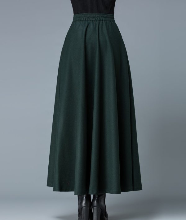 Women's Long Maxi Woolen A Line Skirt Autumn Winter Plaid Skirt