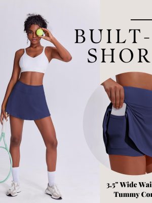 Tennis Skirts for Women Pleated Athletic Skort Lightweight Golf Skirts with Shorts Pocket Workout Pickleball