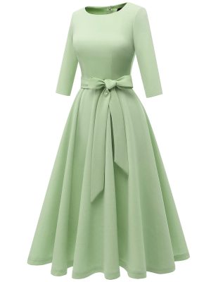 Cocktail Dresses for Women, Vintage Wedding Guest 3/4 Sleeves Formal Church Dress, Summer 2025