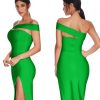 Women's One Shoulder Bandage Dresses for Women Wedding Guest Sexy Formal Midi Dress
