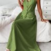 2 Piece Linen Sets for Women Summer Outfit,V-Neck Vest Top & Flowy Maxi Skirt