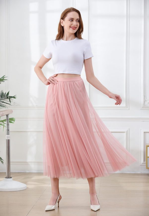 Women's Tutu Tulle A-Line Layered Mesh Midi Skirt, US XS - US 2XL