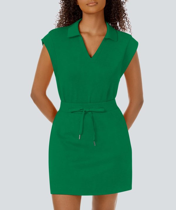 Womens Two Piece Skirt Sets Tennis Outfits Casual Cap Sleeve Lapel Shirt Summer Athletic Sport Short Skort Set