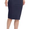 Women's High Waist Stretch Pencil Skirt Knee Length Bodycon with Back Slit for Business Casual