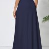 Elastic Waist A-Line Long Maxi Skirt Below Knee for Women Spring Summer