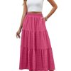 Women's Summer Casual Elegant Smock Layered Tiered Maxi Skirt High Waisted A Line Flowy Long Skirts with Pockets