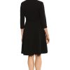 Women's Crepe Fit and Flare Midi with Waist Button Detail