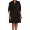 Women's Crepe Fit and Flare Midi with Waist Button Detail