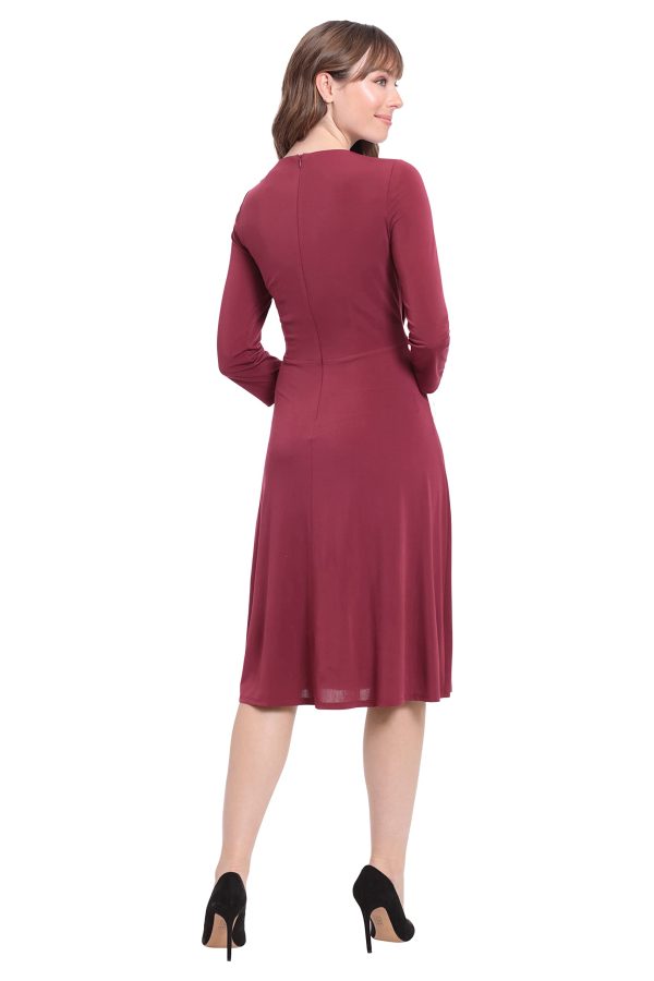 Women's Twist Bodice V-Neck Fit and Flare Dress
