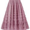 Women's Layered Tulle Skirts A Line Ruffle High Waisted Mesh Long Maxi Skirt Petticoat