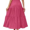 Women's Summer Casual Elegant Smock Layered Tiered Maxi Skirt High Waisted A Line Flowy Long Skirts with Pockets