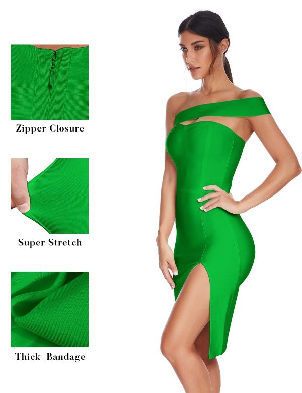 Women's One Shoulder Bandage Dresses for Women Wedding Guest Sexy Formal Midi Dress