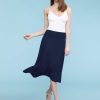 Women's Solid Ombre Lightweight Flare Midi Pull On Closure Skirt S-XXXL Plus Size