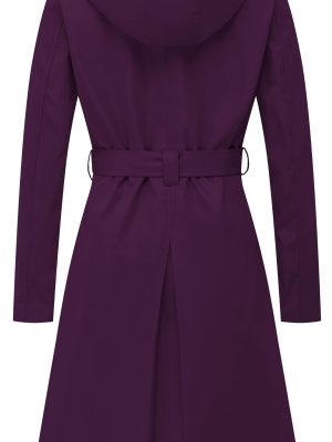 Women's Double Breasted Long Trench Coats Mid-Length Belted Overcoat Dress Jacket with Detachable Hood