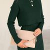 Women's Long Sleeve Sweater Dresses 2 Piece Outfits Sets Ribbed Knit Crop Tops and Tank Bodycon Midi Dress