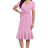 Women's V-Neck Polished Flounce Hem Twist Waist Detail Feminine Office Event Guest of