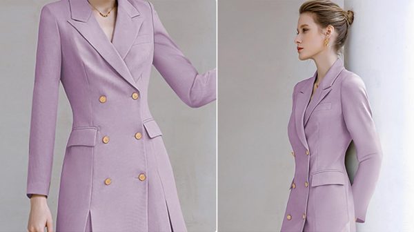 Women's Suit Blazer Peak Lapel Double Breasted Buttons Skirt Leisure Dinner Groom