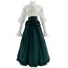 Victorian Dress Costume Women Medieval Vintage Edwardian Blouse Maxi Skirt Set