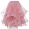 Tulle Skirts for Women, A Line Elastic Waist Tiered Layered Puffy Midi Long Party Tutu Skirt