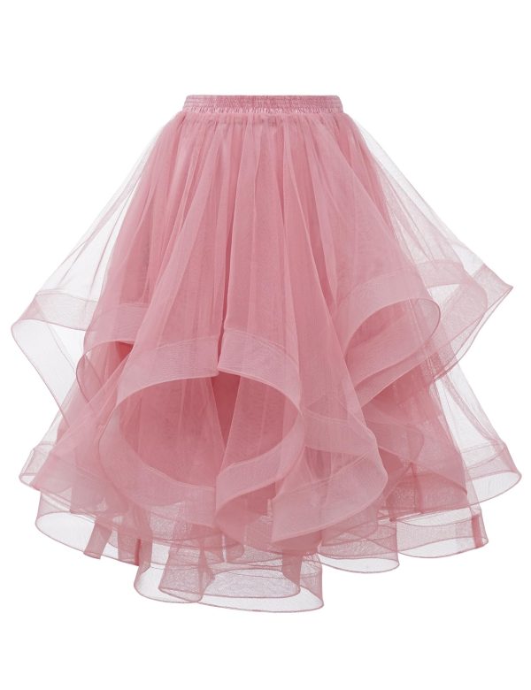 Tulle Skirts for Women, A Line Elastic Waist Tiered Layered Puffy Midi Long Party Tutu Skirt