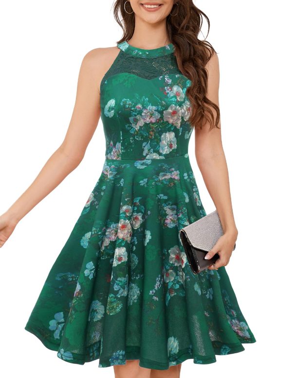 Women Cocktail Prom Wedding Dress Halter Lace Evening Party Short Vintage Homecoming Dresses
