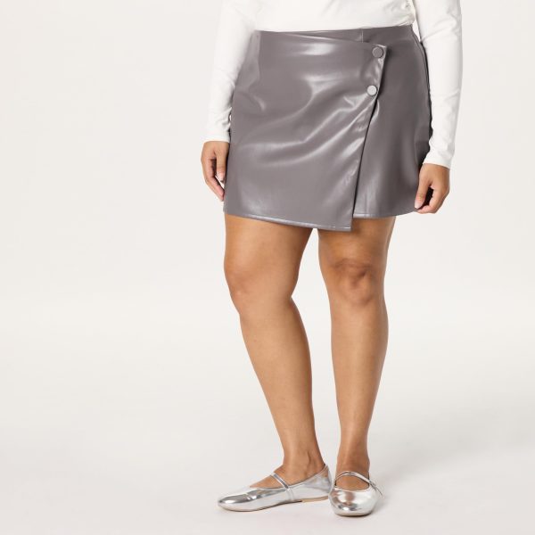 Women's Portia Vegan Leather Mini Wrap Skirt