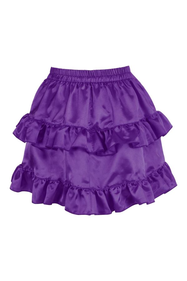 Women's Plum Satin Ruched Bustle Mini Skirt