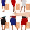 Womens Pencil Skirt Premium Nylon Ponte Stretch Office Made in The USA Below Knee