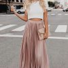 Women's High Waist Flowy Pleated Chiffon Maxi Skirt