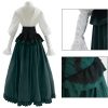 Victorian Dress Costume Women Medieval Vintage Edwardian Blouse Maxi Skirt Set