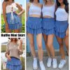 Women's Cute High Waist Ruffle Mini Skirt Layered Ruffle Hem Flared Flowy Casual Swing Beach Mini Short Skirt