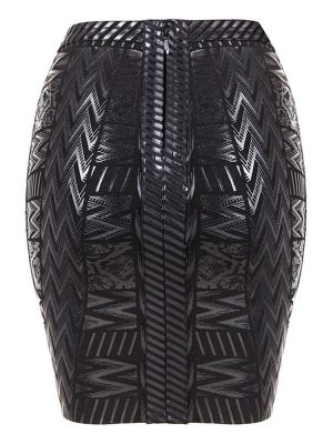 Leather Metallic High Waist Bandage Skirt