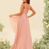 Ruffle Chiffon Bridesmaid Dresses Long with Pockets 2025 Square Neck Evening Gown with Slit for Women CY029