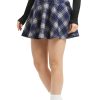 Women's Vintage Elastic Waist Plaid Flared Mini Skater Skirt