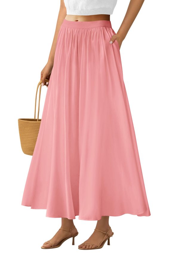 Maxi Skirts for Women 2025 Summer High Waisted Ruffle Casual Long Flowy A Line Skirt