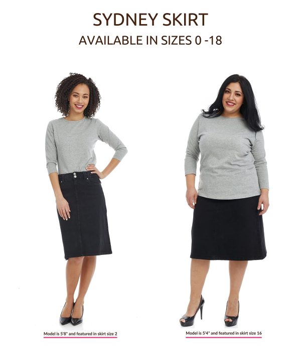 Knee Length Flary A-Line Stretch Denim Jean Skirt for Women with Pockets - Sydney