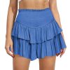 Women's Cute High Waist Ruffle Mini Skirt Layered Ruffle Hem Flared Flowy Casual Swing Beach Mini Short Skirt