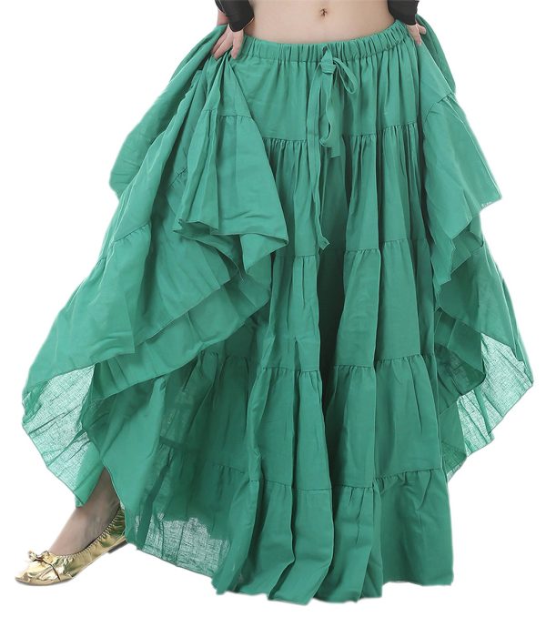 Woman Belly Dance Full Circle Maxi Trible Skirts Linen Bohe Dress