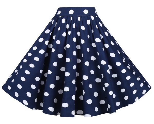 Women Vintage Skirt Smock Waist Rockabilly Swing Casual Party Skirts