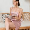 Women's Silk Nightgown, 100% Real 19 Momme Mulberry Silk Sleepwear Round Neck Spaghetti Strap Chemise Nightdress