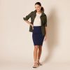 Women's Ponte Pull-On Above The Knee Fitted Pencil Skirt