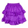 Women's Purple Satin Ruched Bustle Mini Skirt