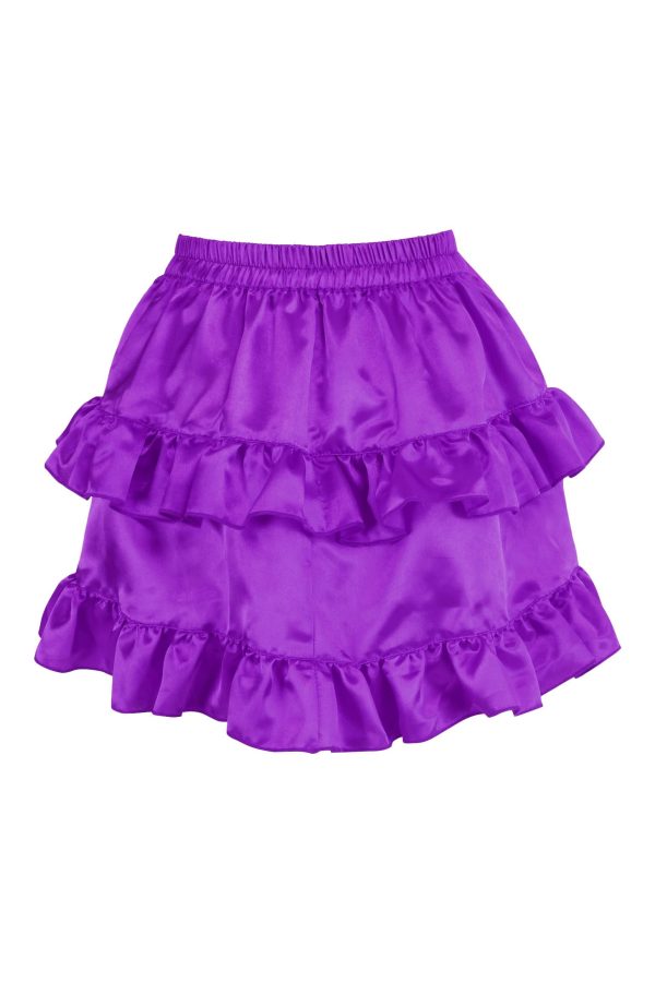 Women's Purple Satin Ruched Bustle Mini Skirt