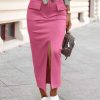 Women High Waisted Cargo Midi Skirt Trendy Spring Summer Pencil Slit Dressy Casual Business Work Long Skirts
