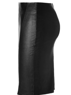 Koza Leathers Women's Leather Skirt Genuine Lambskin Real Leather Knee Length Skirt KS001