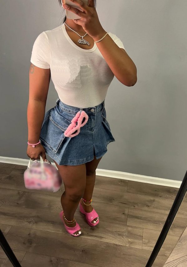 Women's Mini Jean Skirts Slit Bodycon Denim Skirt with Pockets Summer Vintage Streetwear