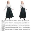 Victorian Dress Costume Women Medieval Vintage Edwardian Blouse Maxi Skirt Set