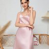 Women's Silk Nightgown, 100% Real 19 Momme Mulberry Silk Sleepwear Round Neck Spaghetti Strap Chemise Nightdress
