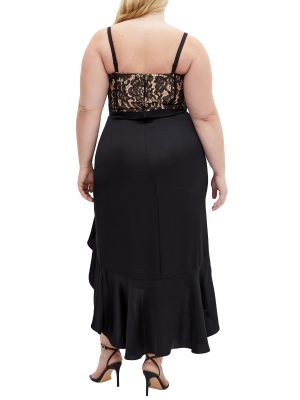 Women's Plus Size Lace Ruffle Dress