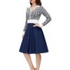 Women's Vintage Skirts High Waisted Flared A-Line Midi Skirt with Belt Pockets & Belts